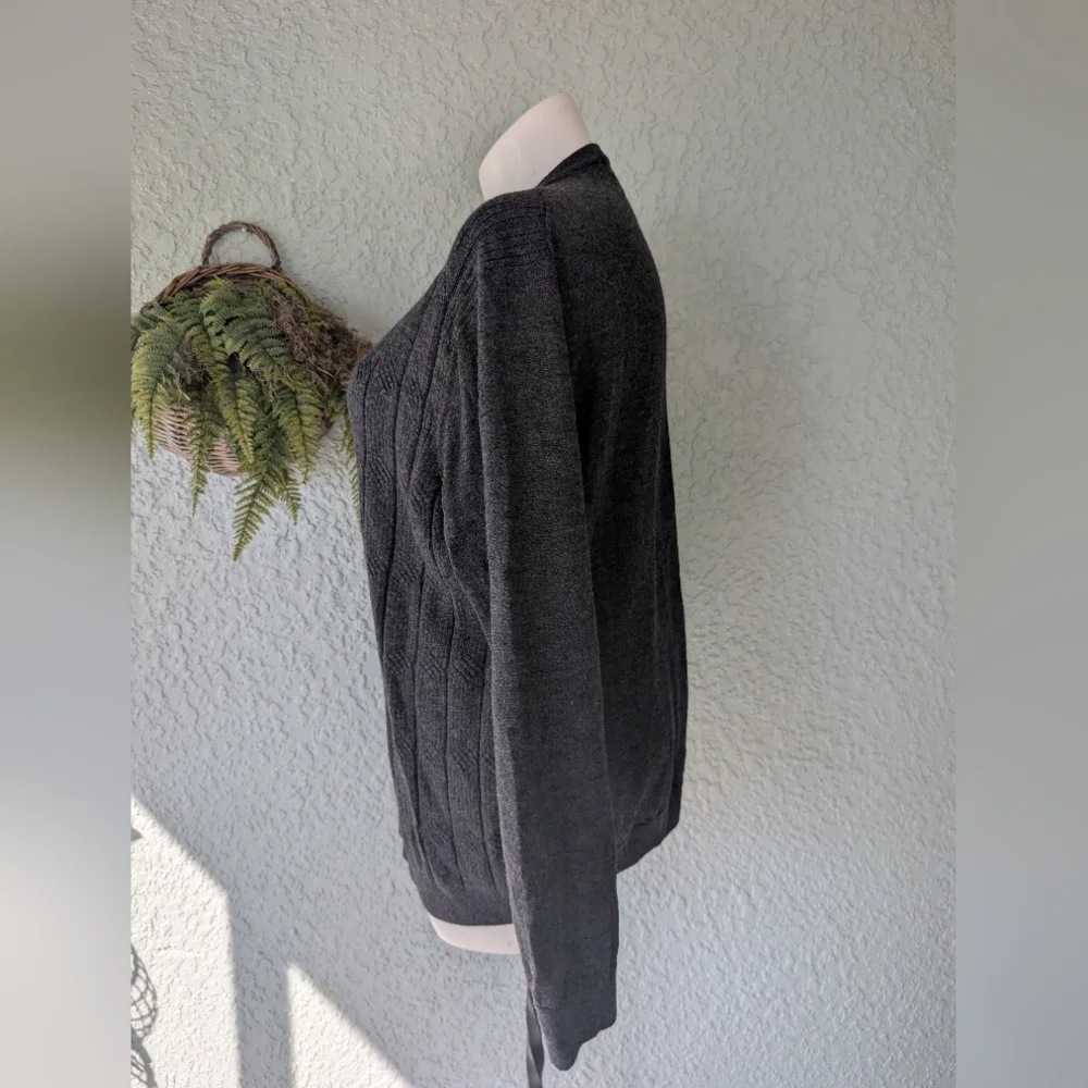 TURNBURY‎ Merino Wool V-Neck Sweater Charcoal GREY 2xl